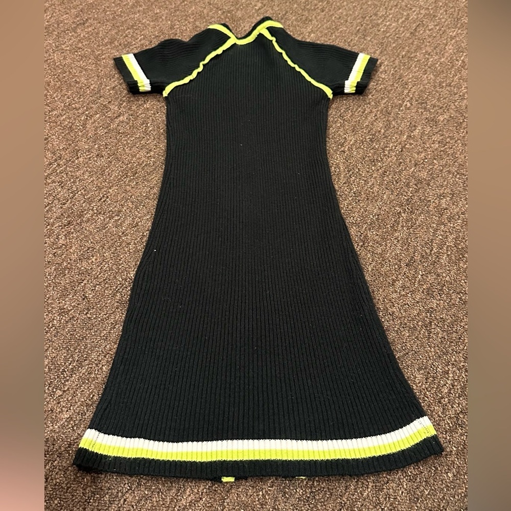 The Ragged Priest Black & Green Fine Striped Fitted Junior Ladies Dress Size S - Picture 2 of 3